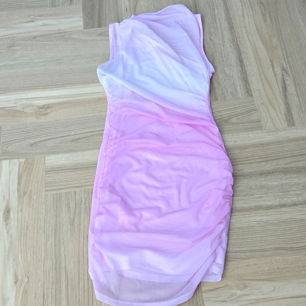 ZARA Pink and White Sleeveless Dress MEDIUM - Picture 4 of 5